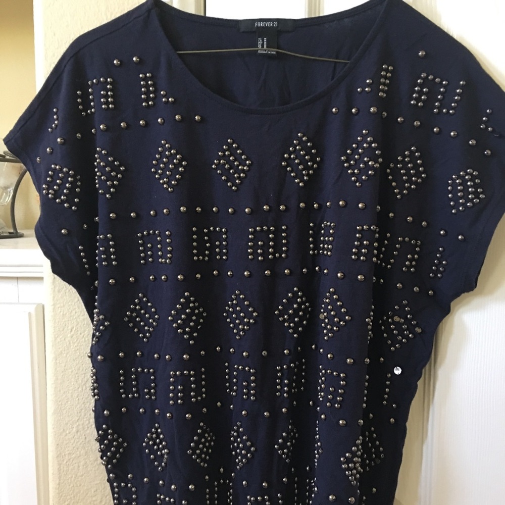 Forever21 silver beaded top